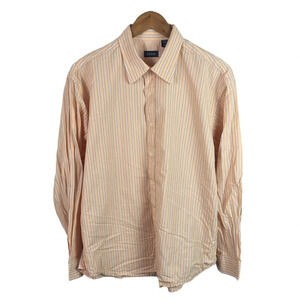 BF1030 Mens Izod Designer Brand Striped Preppy Button Down Shirt L
